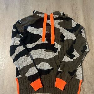 Brodie Cashmere Camouflage Pattern Sweater with Orange Accents (BRAND NEW)